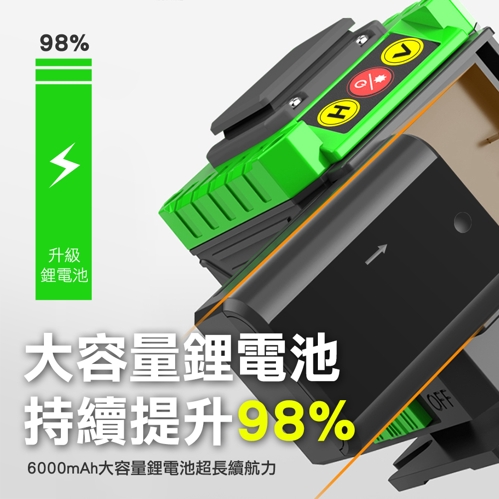 98升級鋰電池% 大容量鋰電池持續提升98%6000mAh大容量鋰電池超長續航力