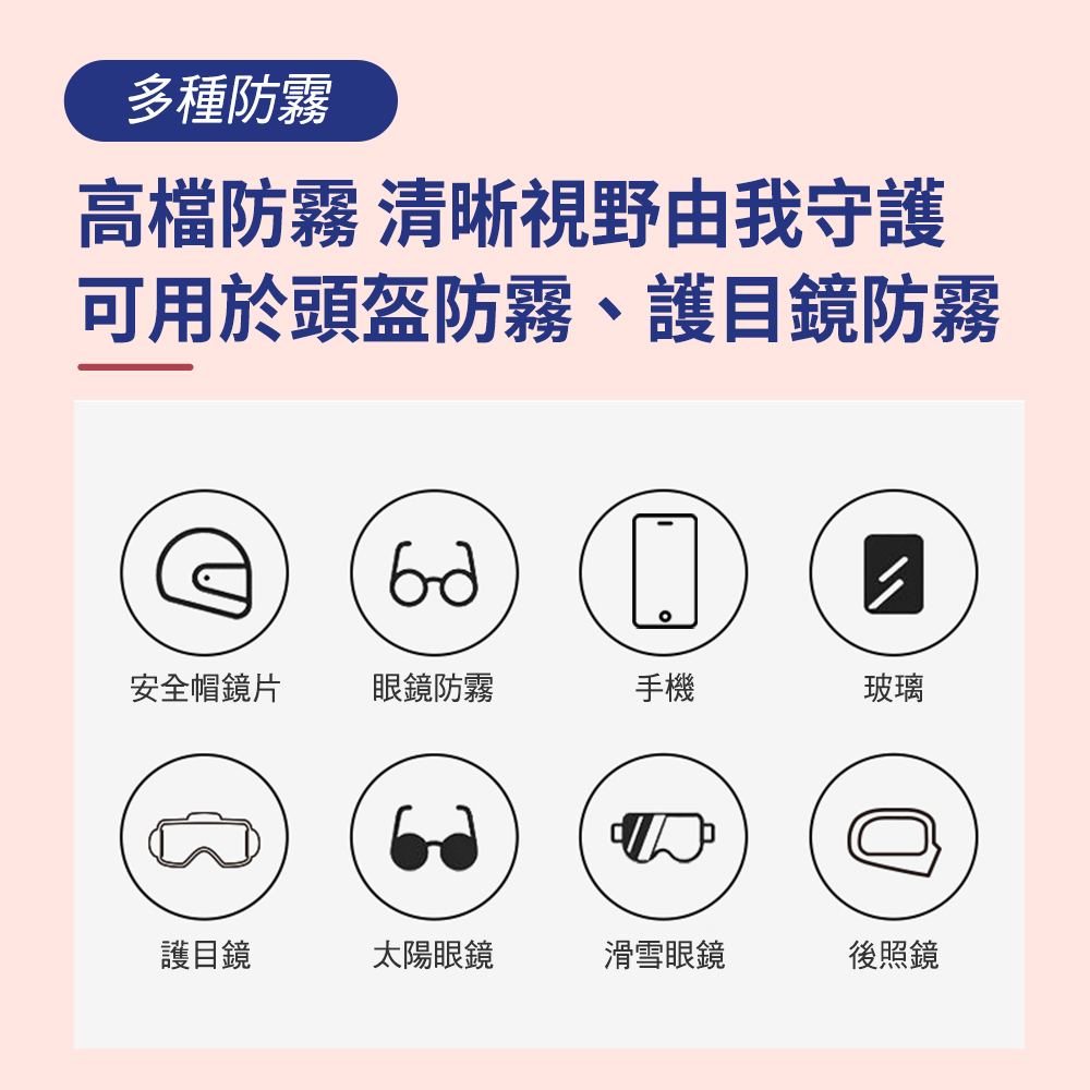 多種防霧高檔防霧 清晰視野由我守護可用於頭盔防霧、護目鏡防霧安全帽鏡片眼鏡防霧手機玻璃3護目鏡太陽眼鏡滑雪眼鏡後照鏡